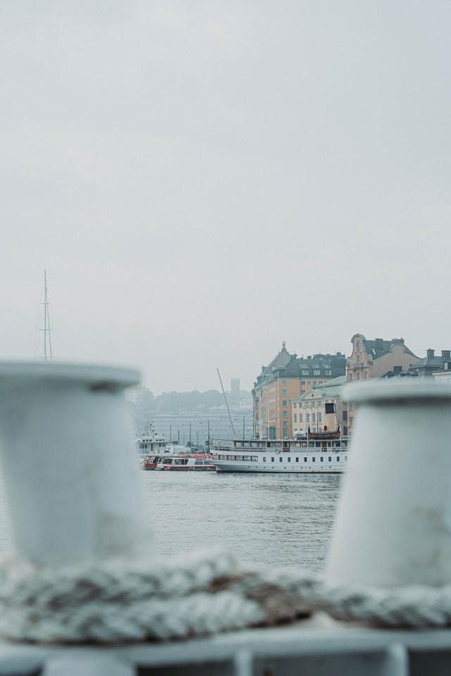 From the harbour, early grey morning